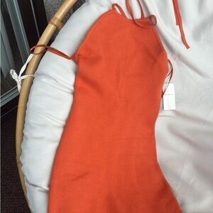 Vibrant Orange Halter Dress